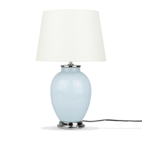 beliani Tischlampe Blau Keramik 56 cm Stoffschirm Weiß Empire Vasenform Kabel mit Schalter Retro-Stil