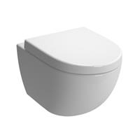 Douche Concurrent Toiletpot Hangend Plieger Zano 36.5x54x40cm Wandcloset Keramiek Wit Diepspoel Rimfree met Softclose en Quickrelease Toiletzitting