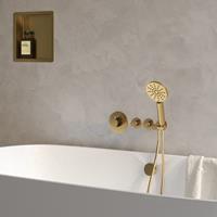 Brauer Gold Edition inbouw badkraan met badvulcombinatie en 3 standen handdouche geborsteld messing PVD
