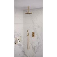 Brauer Gold Edition complete inbouw regendouche set 30 geborsteld messing PVD met staafhanddouche, plafondarm en 30cm hoofddouche