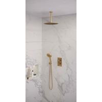 Brauer Gold Edition complete inbouw regendouche set 36 geborsteld messing PVD met 3 standen handdouche, plafondarm en 30cm hoofddouche