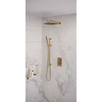 Brauer Gold Edition complete inbouw regendouche set 38 geborsteld messing PVD met staafhanddouche, wandarm, glijstang en 30cm hoofddouche