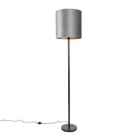 QAZQA Moderne Stehlampe schwarz Schirm grau 40 cm - Simplo