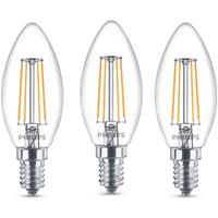Philips LED Lampe ersetzt 40W, E14 Kerze B35, klar, warmweiß, 470 Lumen, nicht dimmbar, 3er Pack [Energieklasse A++] - 