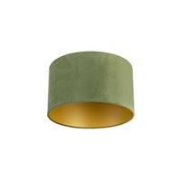 qazqa Velourslampenschirm grün 35/35/20 mit goldener Innenseite - Grün