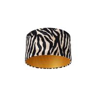 qazqa Velours Lampenschirm Zebra Design 35/35/20 Gold innen - Zebra