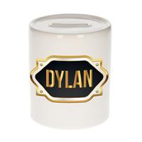 Bellatio Dylan naam cadeau spaarpot met gouden embleem - kado verjaardag/ vaderdag/ pensioen/ geslaagd/ bedankt