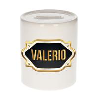 Bellatio Valerio naam cadeau spaarpot met gouden embleem - kado verjaardag/ vaderdag/ pensioen/ geslaagd/ bedankt
