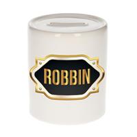 Bellatio Robbin naam cadeau spaarpot met gouden embleem - kado verjaardag/ vaderdag/ pensioen/ geslaagd/ bedankt