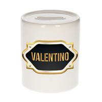 Bellatio Valentino naam cadeau spaarpot met gouden embleem - kado verjaardag/ vaderdag/ pensioen/ geslaagd/ bedankt