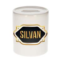 Bellatio Silvan naam cadeau spaarpot met gouden embleem - kado verjaardag/ vaderdag/ pensioen/ geslaagd/ bedankt