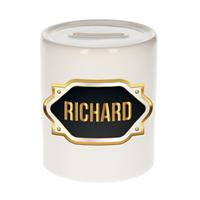 Bellatio Richard naam cadeau spaarpot met gouden embleem - kado verjaardag/ vaderdag/ pensioen/ geslaagd/ bedankt