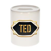 Bellatio Ted naam cadeau spaarpot met gouden embleem - kado verjaardag/ vaderdag/ pensioen/ geslaagd/ bedankt