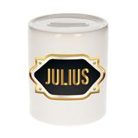 Bellatio Julius naam cadeau spaarpot met gouden embleem - kado verjaardag/ vaderdag/ pensioen/ geslaagd/ bedankt
