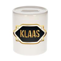Bellatio Klaas naam cadeau spaarpot met gouden embleem - kado verjaardag/ vaderdag/ pensioen/ geslaagd/ bedankt