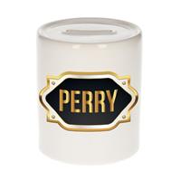 Bellatio Perry naam cadeau spaarpot met gouden embleem - kado verjaardag/ vaderdag/ pensioen/ geslaagd/ bedankt