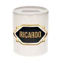 Bellatio Ricardo naam cadeau spaarpot met gouden embleem - kado verjaardag/ vaderdag/ pensioen/ geslaagd/ bedankt