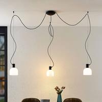 Lucande Serina hanglamp, 3-lamps, glas wit