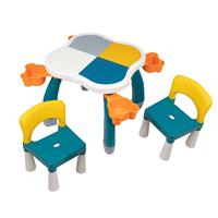 Decopatent Kindertafel met 2 Stoeltjes - Speeltafel met bouwplaat en vlakke kant - Geschikt voor Lego & Duplo Bouwstenen