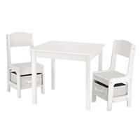 Decopatent Kindertafel met stoeltjes van hout – 1 tafel en 2 stoelen voor kinderen - Wit