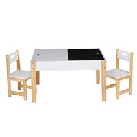 Decopatent Kindertafel met stoeltjes van hout - 1 tafel en 2 stoelen voor kinderen - Met veel opbergruimte - Kleurtafel / speeltafel / knutseltafel / tekentafel / krijt tafel / zitgroep set - 