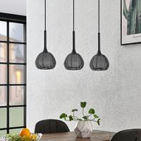 Lucande Tetira hanglamp, 3-lamps, lang, zwart