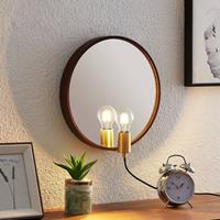 Lucande Lindby Lumani wandlamp met spiegel, bruin