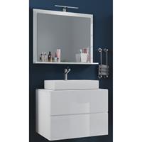 Hioshop LendasM badkamer 80 cm, spiegel, wit.