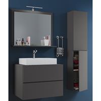 Hioshop LendasL badkamer 60 cm, spiegel, antraciet.