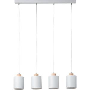 BRILLIANT Lampe, Vonnie Pendelleuchte 4flg grau/holz, Metall/Holz/Textil, 4x A60, E27, 25W,Normallampen (nicht enthalten)