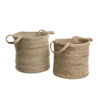 beliani Praktischer Materialkorb 2er Set Baumwolle sandbeige Kaella - Beige