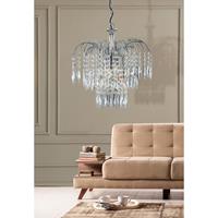 Searchlight Waterfall - hanglamp - Ø 42 x 98 cm - chroom en transparant