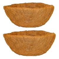 2x Stuks Voorgevormde Inlegvellen Kokos Voor Hanging Basket 40 Cm - Kokosinleggers / Plantenbak Van Kokos