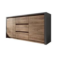 Meubella - Dressoir Monaco - Eiken - Grijs - 140 Cm