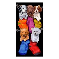 The Beachtowel Puppies In Socks Strandlaken - 100% Katoen Velours - 75x150 Cm - Multi