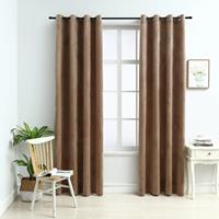 Vorhang »Verdunkelungsvorhänge mit Ösen 2 Stk. Samt Beige 140x245 cm«, vidaXL, (2 St)