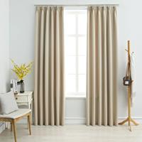 Vidaxl Gordijnen Verduisterend Met Haken 2 St 140x175 Cm Beige