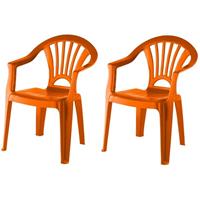 2x Oranje Stoeltjes Voor Kinderen 51 Cm - Tuinmeubelen - Kunststof Binnen/buitenstoelen Voor Kinderen
