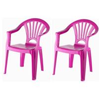 2x Fuchsia Roze Stoeltjes Voor Kinderen 51 Cm - Tuinmeubelen - Kunststof Binnen/buitenstoelen Voor Kinderen
