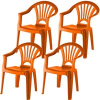 4x Stuks Oranje Stoeltjes Voor Kinderen 51 Cm - Tuinmeubelen - Kunststof Binnen/buitenstoelen Voor Kinderen