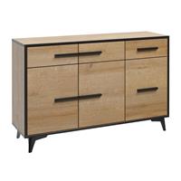 Meubella - Dressoir Frey - Licht Eiken - Zwart - 135 Cm