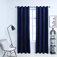 Vidaxl Gordijn Verduisterend Met Ringen 2 St 140x175 Cm Fluweel Blauw