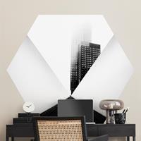 Klebefieber Hexagon Fototapete selbstklebend Geometrische Architekturstudie Schwarz-Weiß