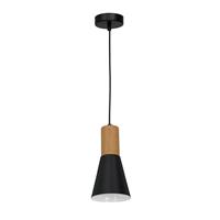 Euluna Hanglamp Esma, zwart, houtdetail, 1-lamp