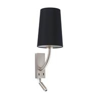 FARO BARCELONA Wandlamp Rem met LED leeslampje, zwart/nikkel