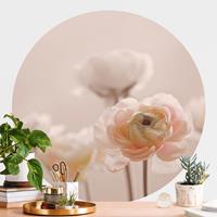 Klebefieber Runde Tapete selbstklebend Zarter Strauch an Rosa Blüten