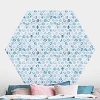 Klebefieber Hexagon Fototapete selbstklebend Marmor Hexagone Blaue Schattierungen