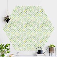 Klebefieber Hexagon Fototapete selbstklebend Marmor Muster Frühlingsgrün