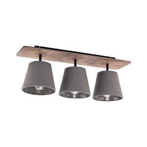 Nowodvorski Landelijke plafondlamp Awinion 3-lichts grijs met hout 9717