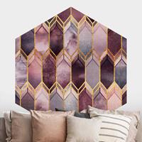 Klebefieber Hexagon Mustertapete selbstklebend Glasmalerei geometrisch Rosé Gold